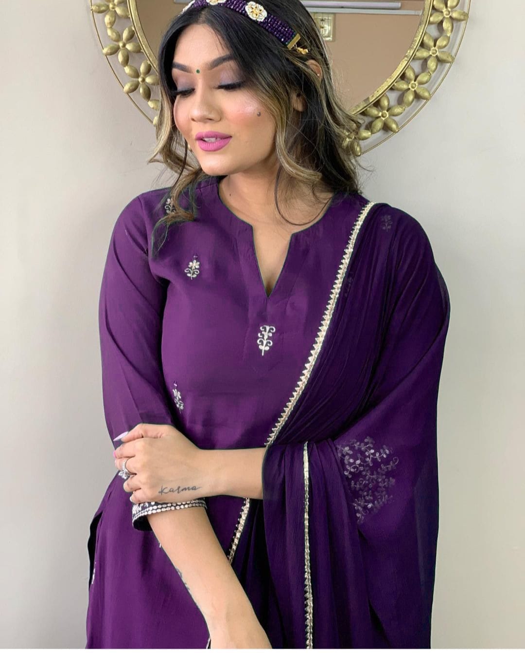 Beautiful  RAYON SLUB Embroidered Straight Kurta with pant and dupatta sets