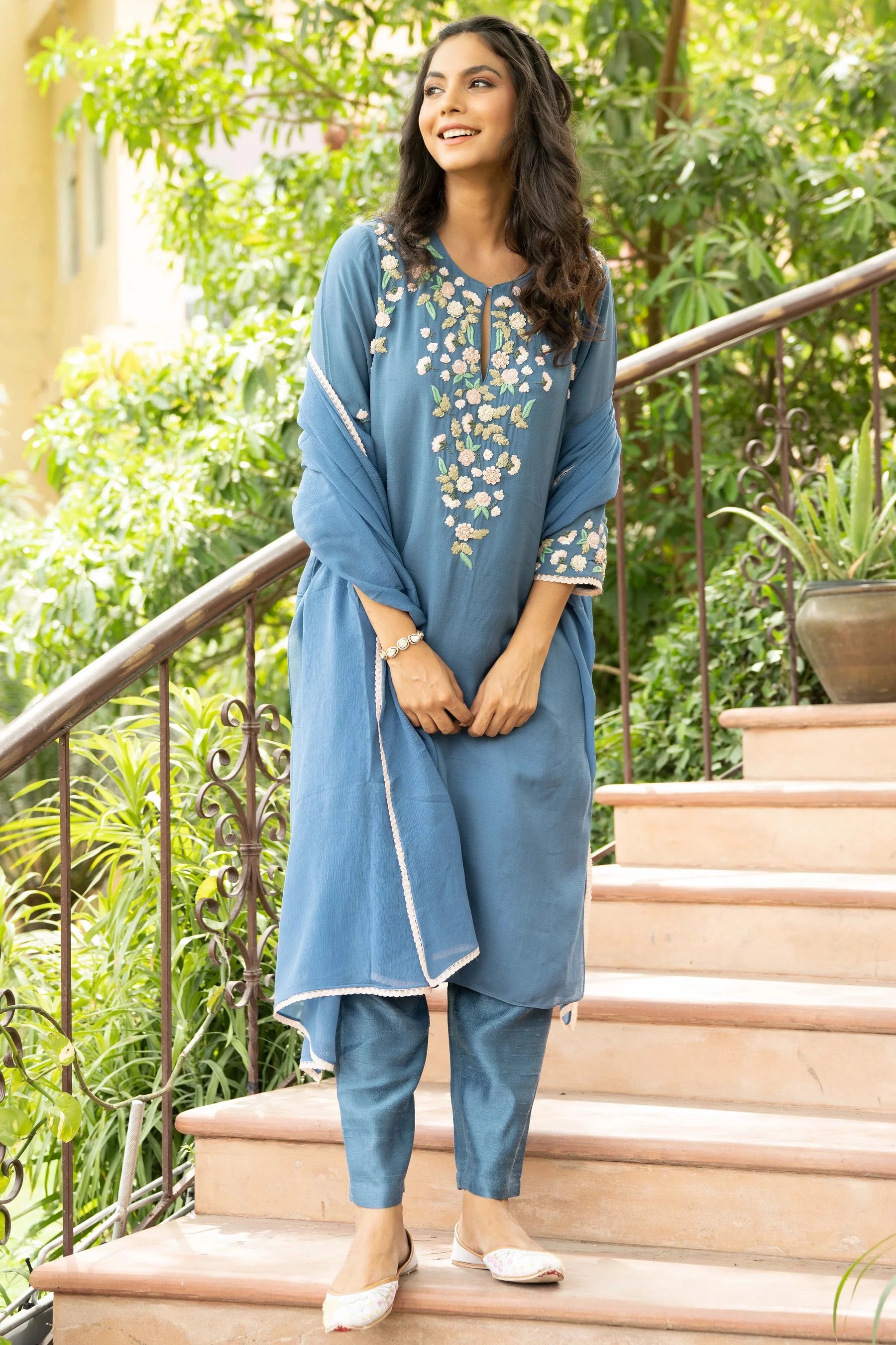 Blue Dutch Straight Kurta Set