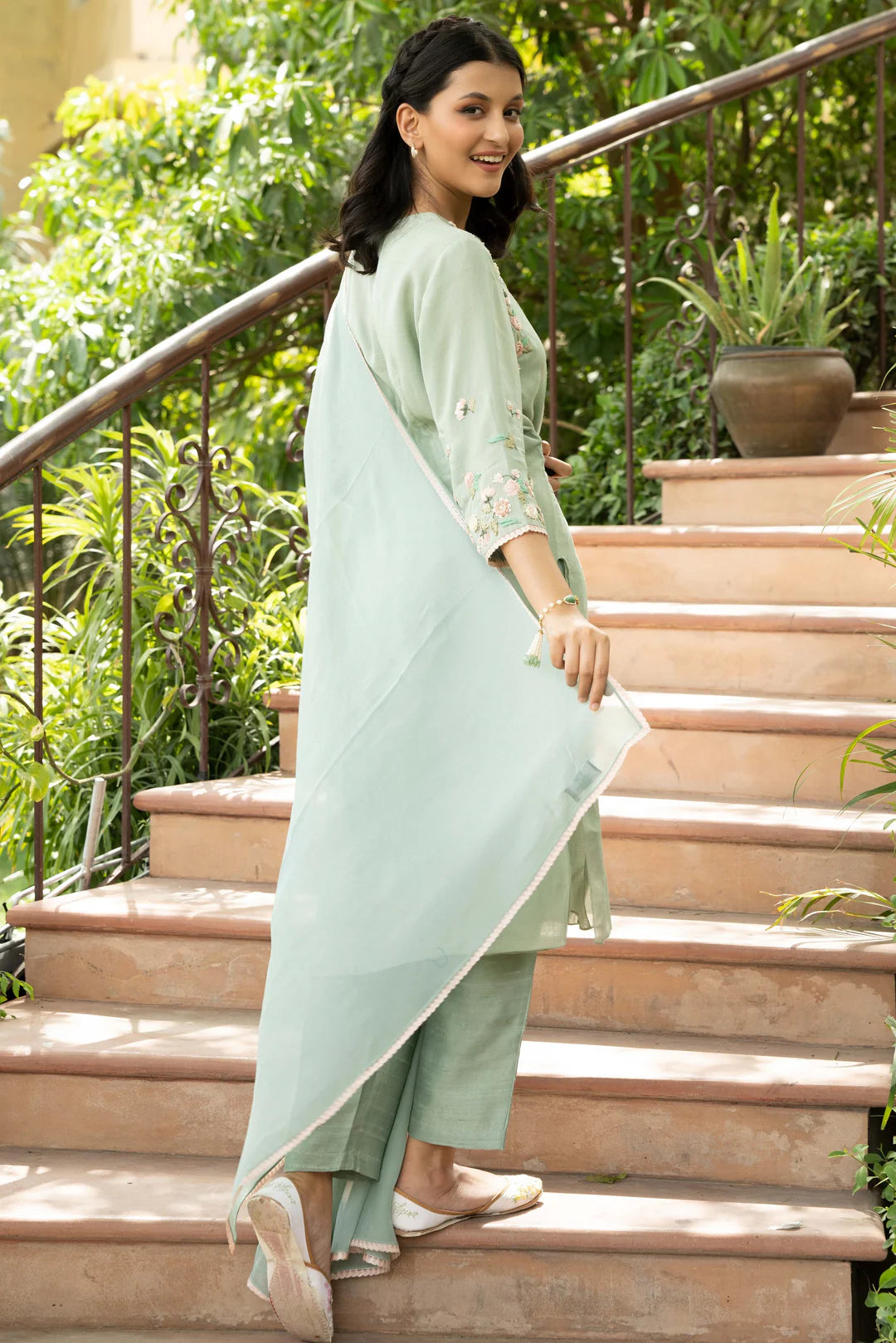 Green Dutch Straight Kurta Set