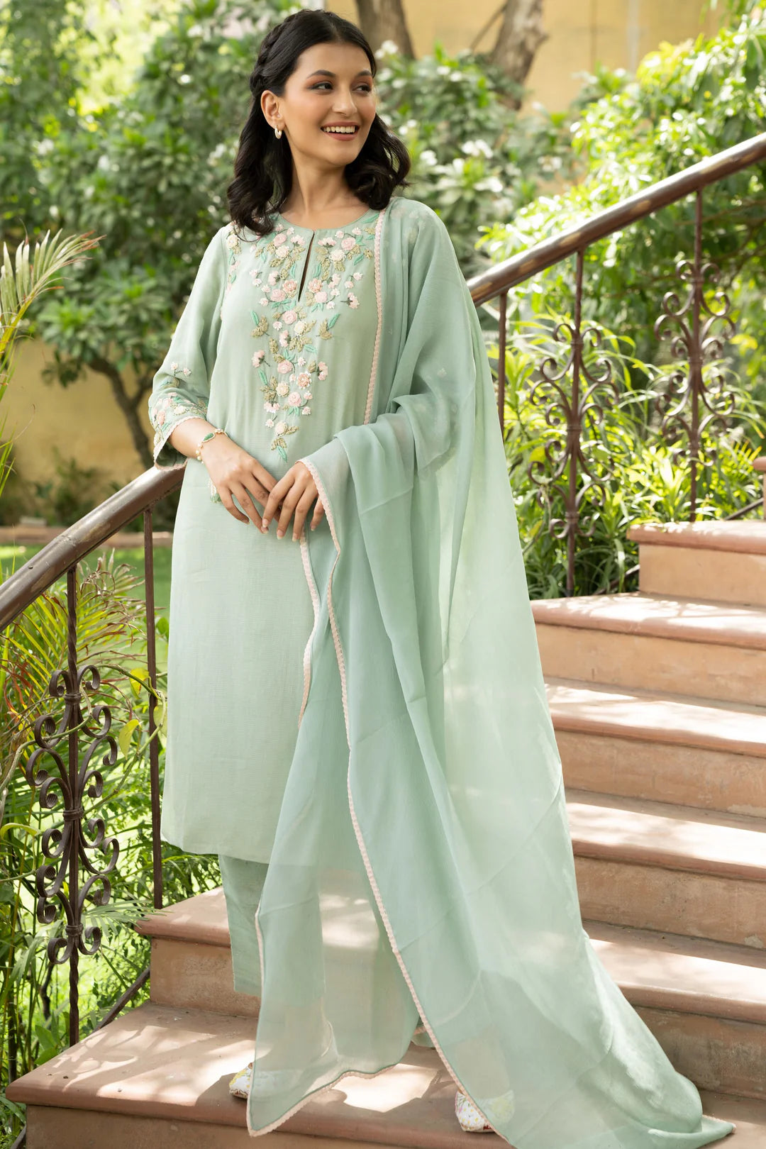 Green Dutch Straight Kurta Set